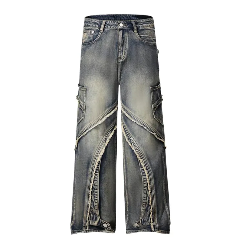 Мужская мода High Street Винтаж Хип-Хоп Джинсы Брюки Уличная одежда Свободный крой