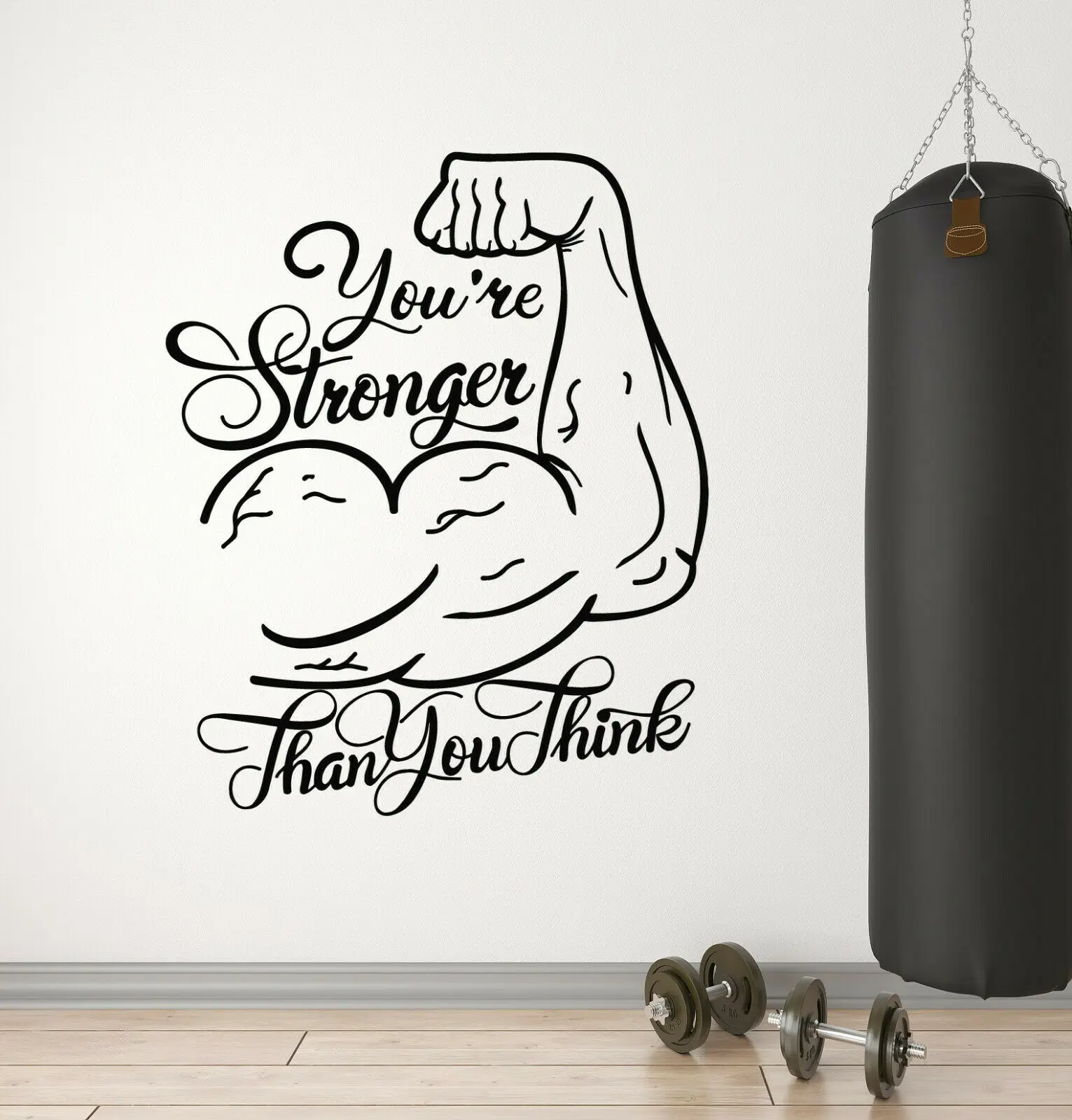

Gym Quote Vinyl Wall Decal Fitness Motivation Phrase Muscled Stickers Home Decor Bedroom Garage Decorations Mural A480