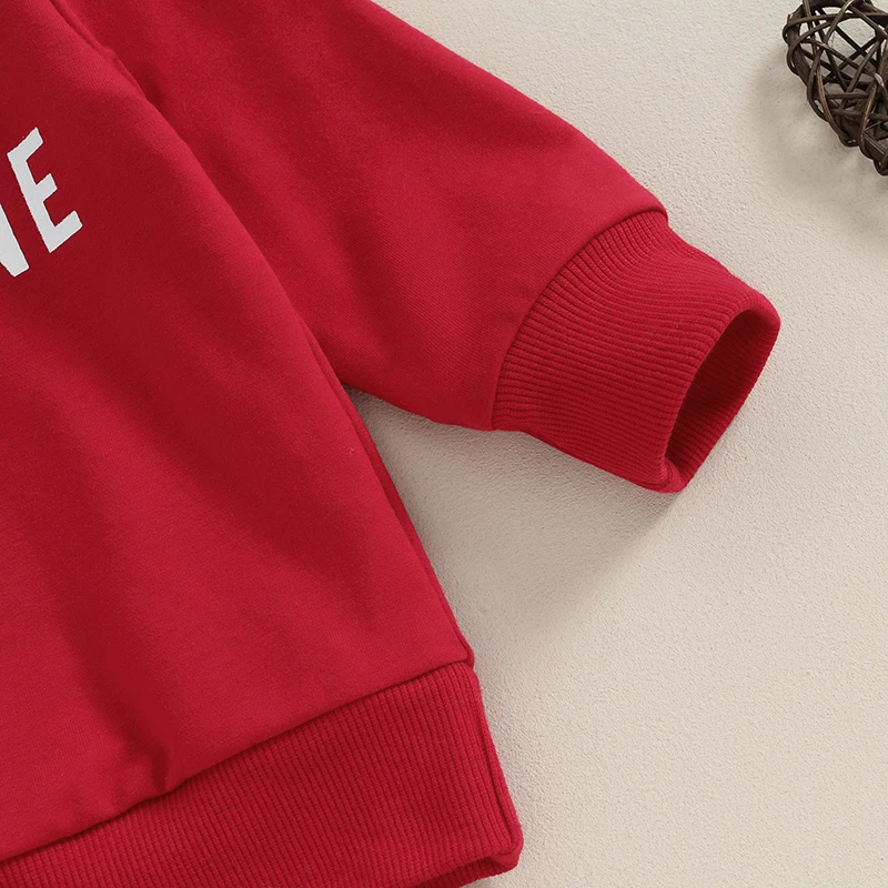 

Toddler Girl Clothes Bell-bottoms and Long Sleeve Pullover Sweatshirts Set Valentine Outfits