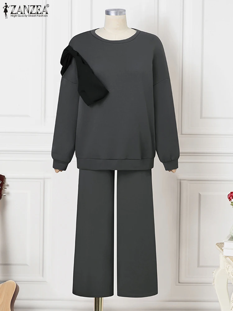 Женские комплекты брюк из 2 предметов модный пуловер с галстуком-бабочкой наряды