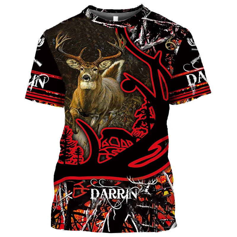 

2023 New Hunter 3D Print T-Shirt Men's women's kids boys Outdoor Sports Hunting Deer Hunting Short Sleeve Oversize Tshirt