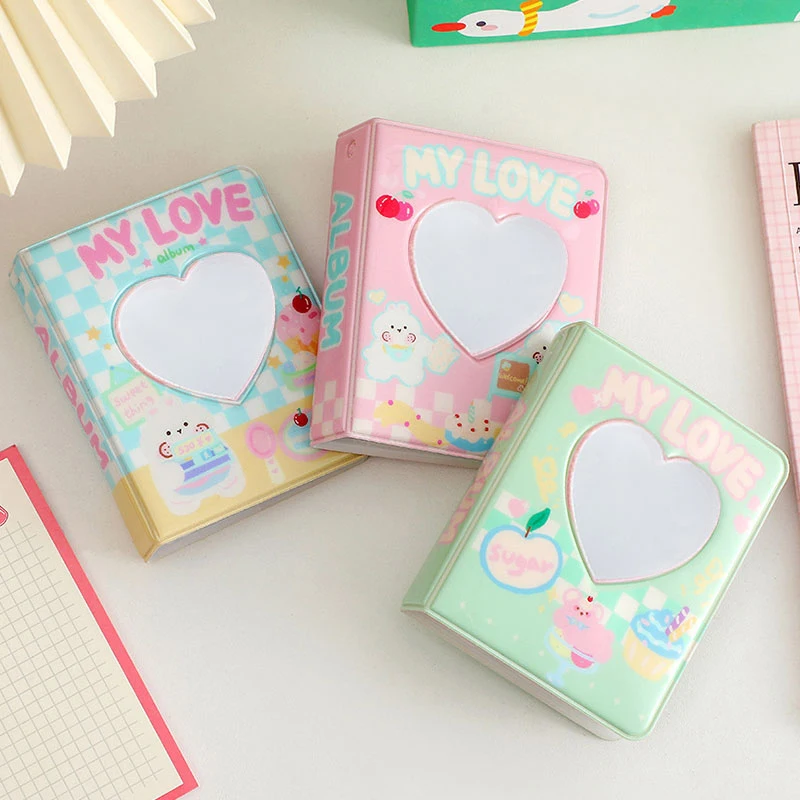 

INS 3 Inch 40 Pockets Photo Album Cute Candy Color Photocard Holder Cartoon Hollow Love Heart Kpop Card Binder Instax Mini Album
