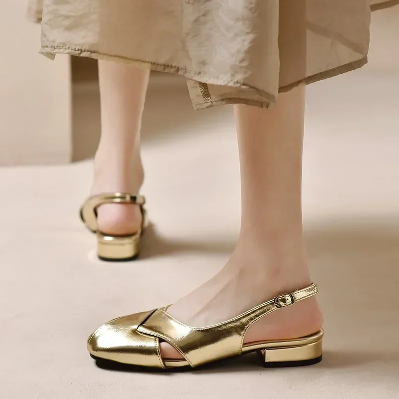 2024 летняя новая женская обувь с квадратным носком модный дизайн повседневные