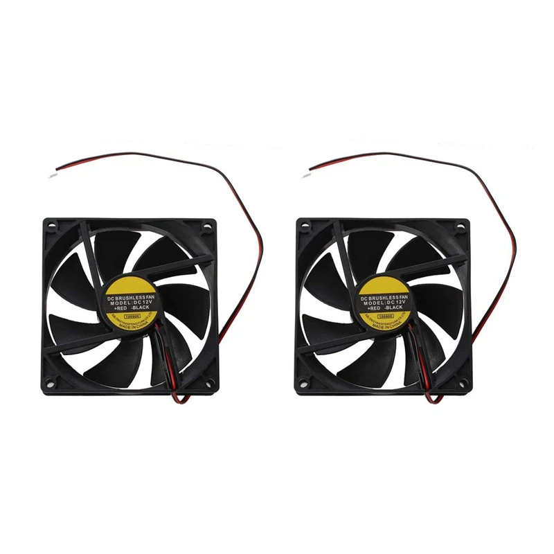 

2X Black Plastic Square 9025 90 X 90 X 25Mm DC 12V 0.25A Cooler Fan