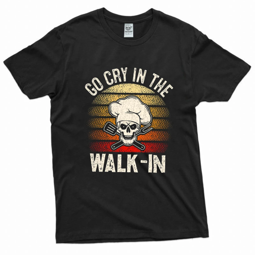 Фото Футболка с забавным принтом «Go Cry in The Walk in Funny Chef» – кулинарный подарок для гурманов и поваров, футболка для любителей готовки, хлопковая дышащая футболка для ресторанных работников. №4