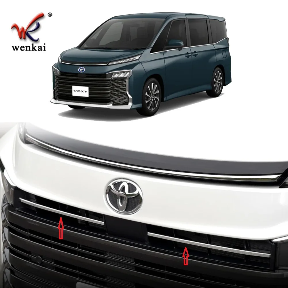

Car Accessories For 2022 Toyota Noah 90 Series Stainless Steel Front Grille Racing Trim Strip 2pcs/set
