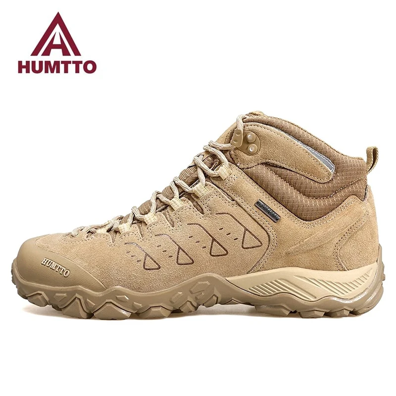 HUMTTO Waterproof Shoes Mountain Boots Mens Winter Snow Ankle Boots Hiking Shoes Genuine Leather Shoes Mens Work Warm Sneakers