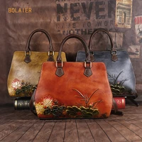 bolaier 2022 vintage ladies handbag shoulder crossbody bag womens party travel bags womens genuine leather toe layer cowhide