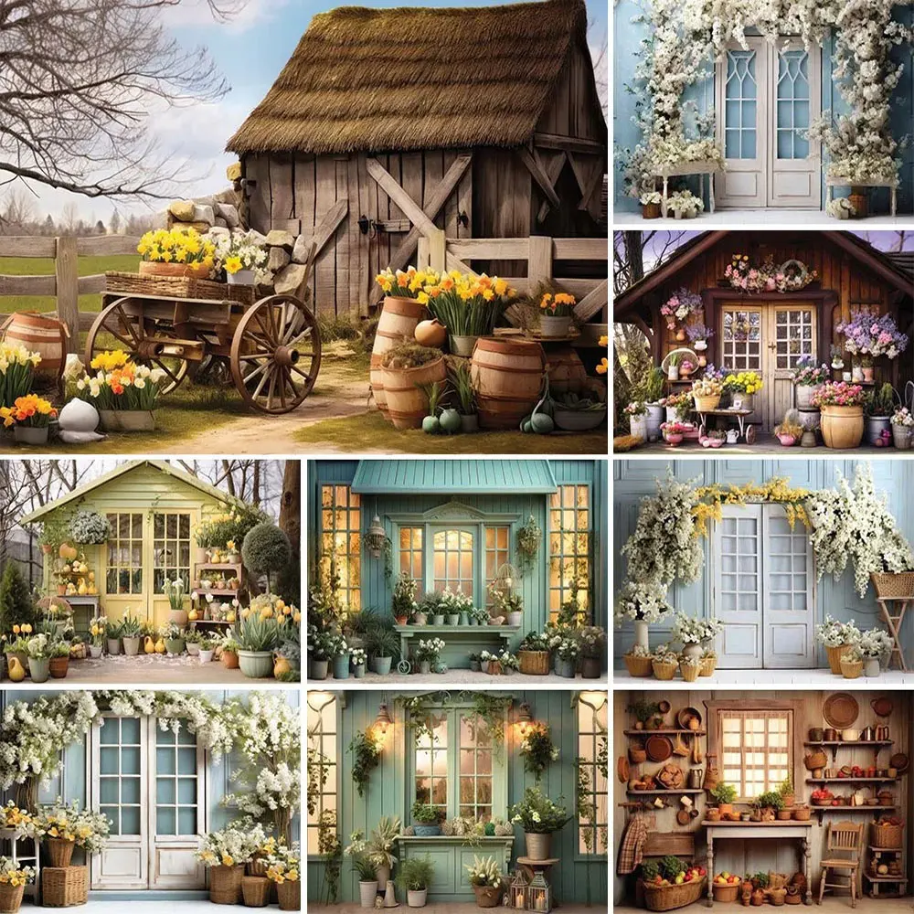 Фон для фотосъемки с изображением весеннего сада цветочного дома детского дня