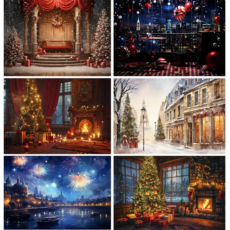 Фон для фотосъемки с изображением рождественских праздников и украшения