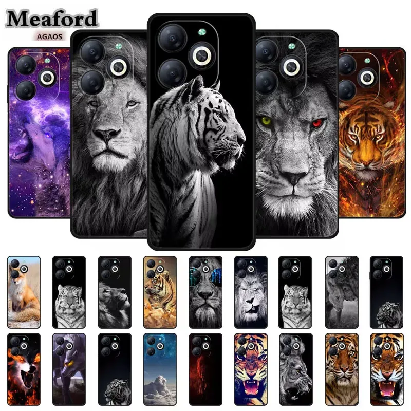 Чехол для Infinix Smart 7 8 животных Лев Бампер Силиконовый ТПУ Мягкий чехол телефона