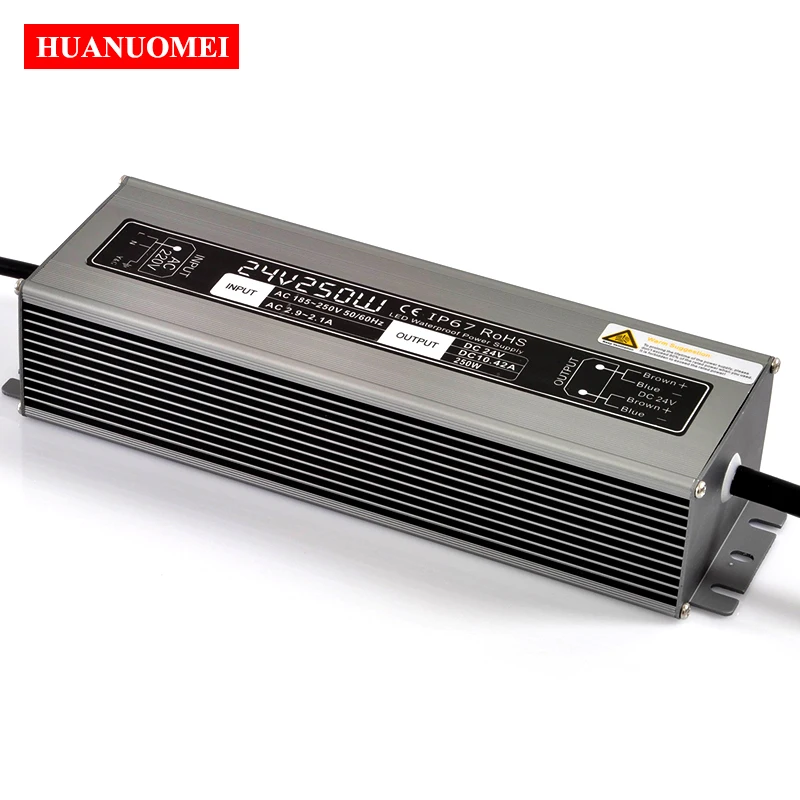 DC24V 250W Водонепроницаемый источник питания 24V Светодиодный драйвер IP67 Алюминий AC