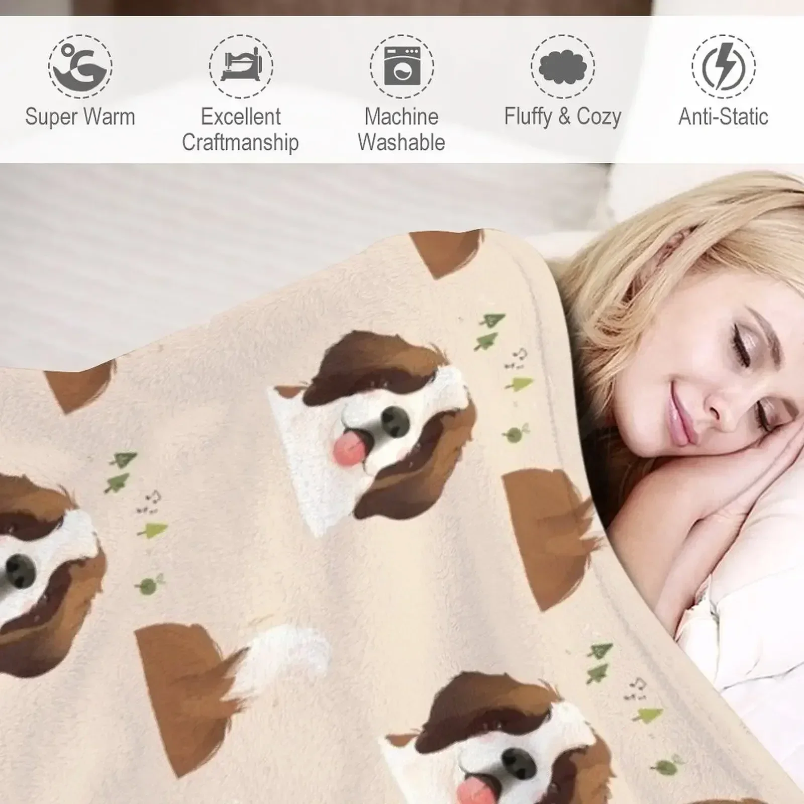Одеяло с иллюстрацией домашней собаки Сенберна портретом рождественские