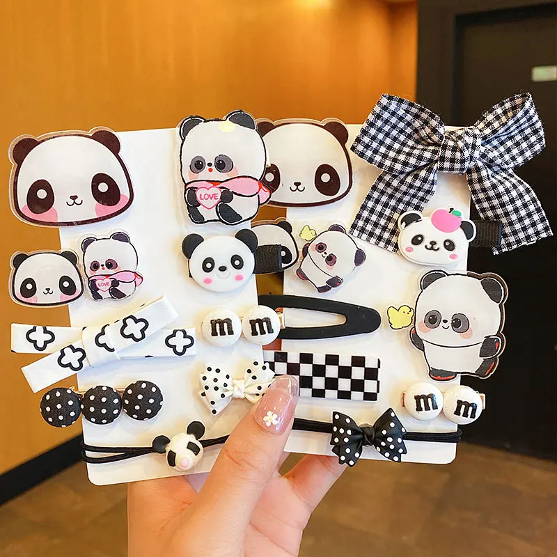 

9PCS Chinese Style Panda Hairpin Set Children's Cartoon Headwear Small Clip Cute Baby Hairpin Side Clip Girls Hair Accessories