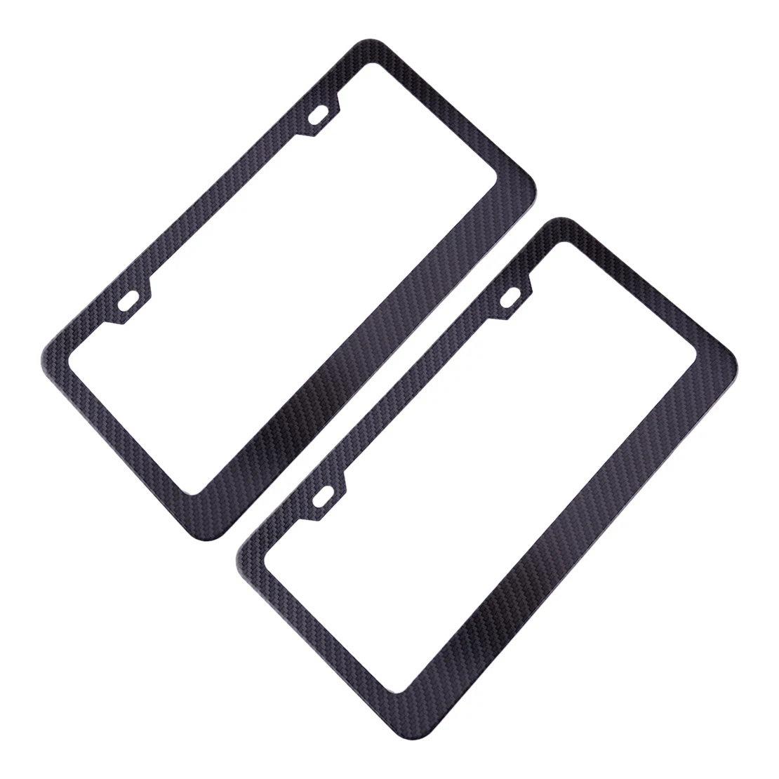 

2Pcs Universal License Plate Frame Tag Cover Holder Black Carbon Fiber Texture Aluminium Alloy for USA Canada Standard