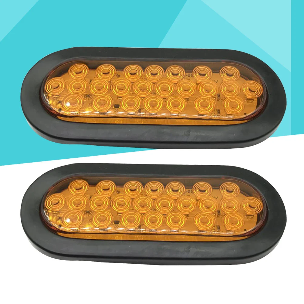 

1 Pair Oval Tail Light For Trailer 24-LED Oval Side Light 12V Tail Lamp for Truck Bus Trailer (Yellow)
