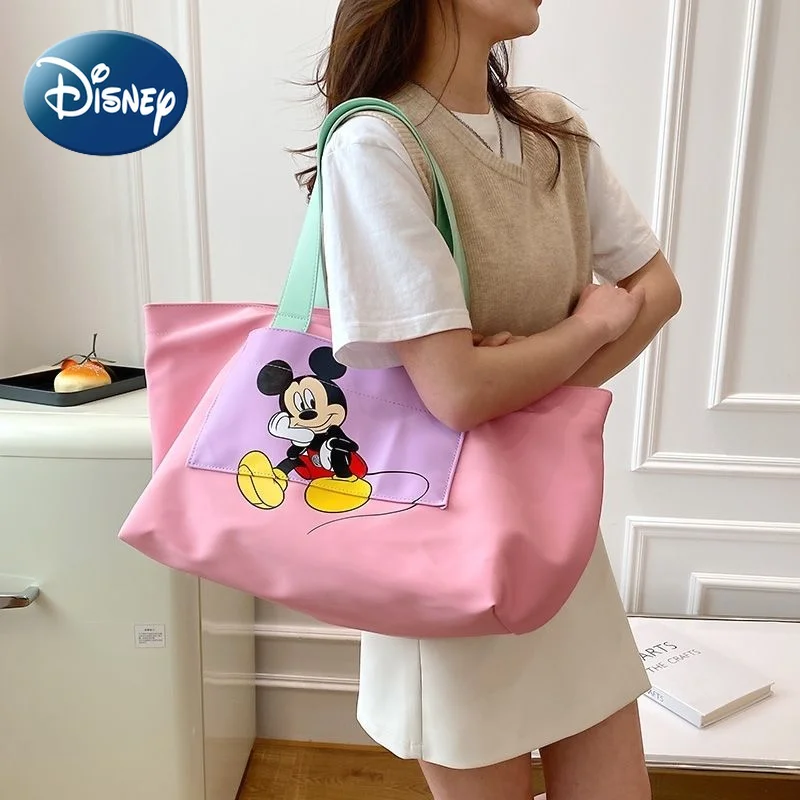 Disney Tote for Women Girl Mickey Mouse Cute Large Capacity Shoulder Bag Shopping Bag High Quality Waterproof Free Shipping
