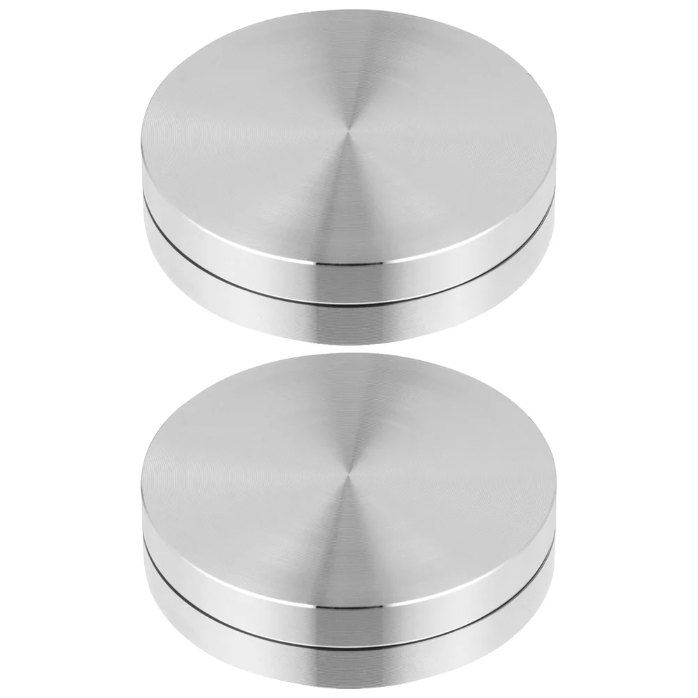

2 Pcs Turntable Base Rotating Bearing Bakeware Aluminum Alloy Bearings Metal Swivel Tool Dining Glass