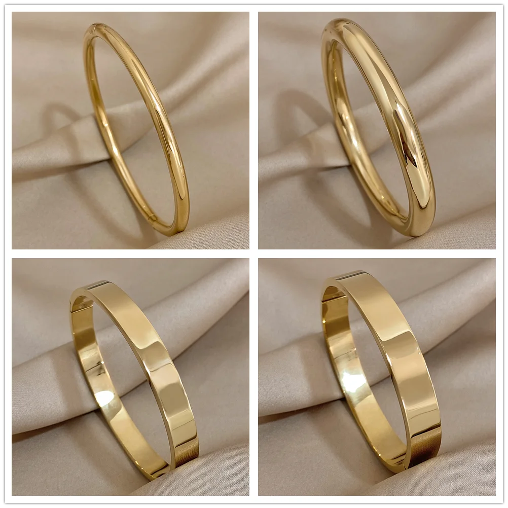 1 шт. женский широкий тонкий браслет из нержавеющей стали