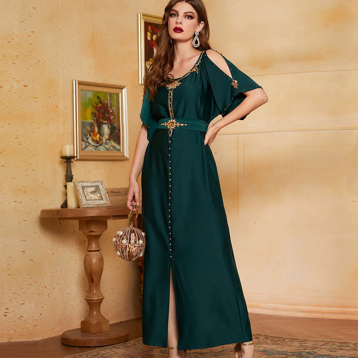 Caftan Marocain Abaya Dubai Evening Dresses for Women Turkey Islam off shoulder Muslim Hijab Dress Kaftan Robe Djellaba Femme