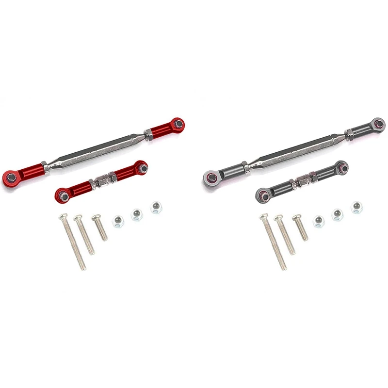 

2Pcs Adjustable Steering Linkage Servo Link Pull Rod Turnbuckle For MN D90 MN-90 FJ-45 1/12 RC Car Crawler,Grey & Red