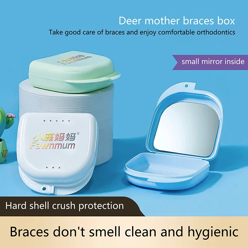 

Portable Orthodontic Braces Case Invisalign Retainer Denture Storage Soak Box Drainer Teeth Box With Hole Mouthguard Container