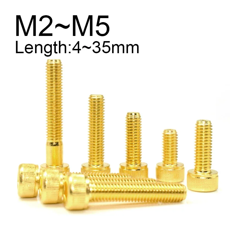 

10 шт. титановые позолоченные болты с шестигранной головкой M2 M2,5 M3 M4 M5, винт с шестигранной головкой из легированной стали