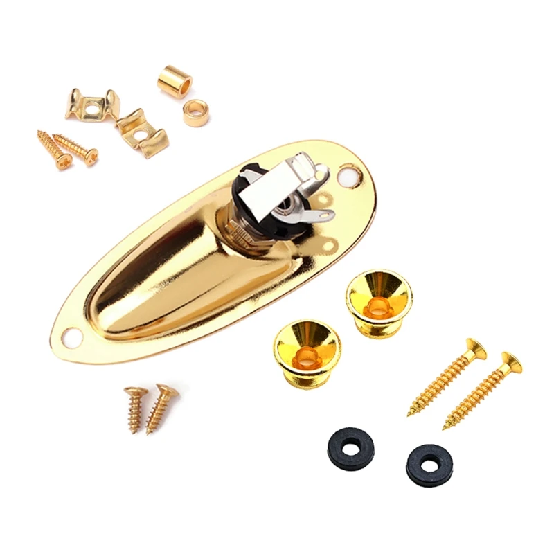 

Boat Style Loaded Electric Guitar Pickup Output Input Jacks Socket Plate with Screws for Guitar, Mandolin Golden