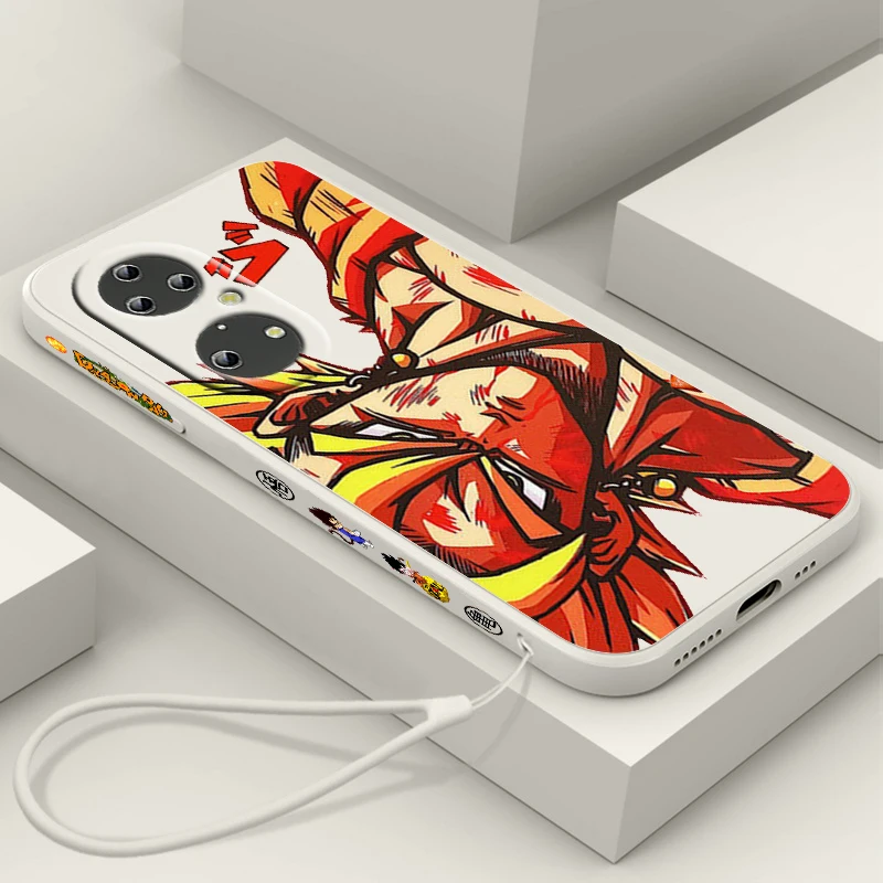 

D-Dragon Ball Z Animation Art Liquid Left Rope Phone Case For Huawei P50 P40 P30 P20 Pro Lite Nova Y9S Y9 Y70 Y90 Y61 5T 5G