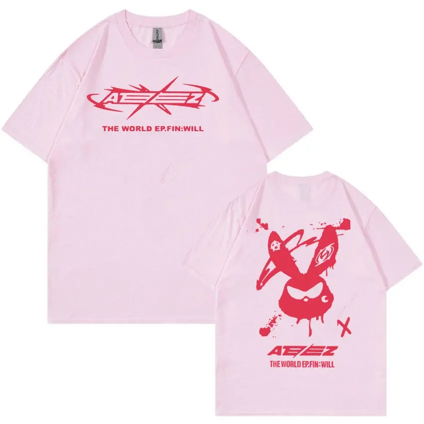 Футболка Мужская/женская оверсайз модная тенниска из хлопка в стиле K-POP/Ateez с