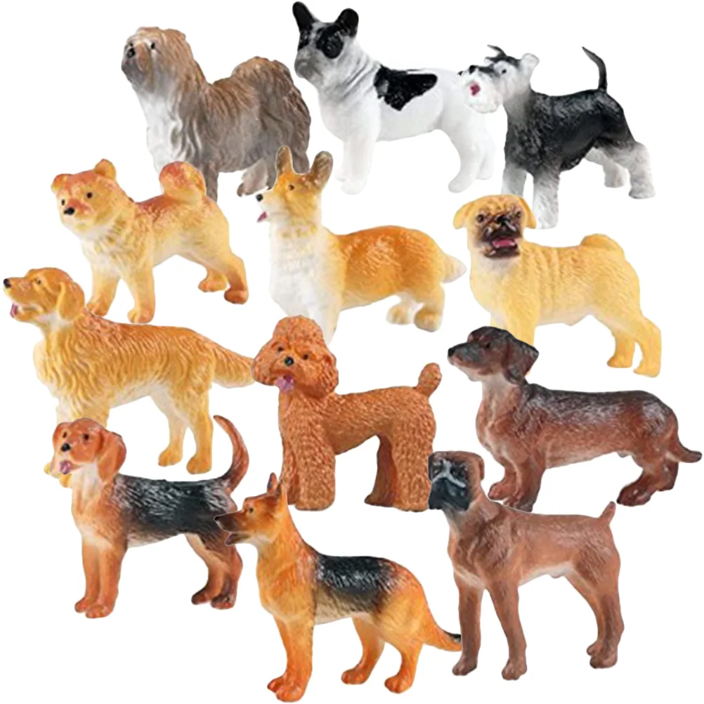 

12 Pcs Puppy Model Dog Figurine Child Lifelike Animal Ornaments Kids Cognitive Models Plastic