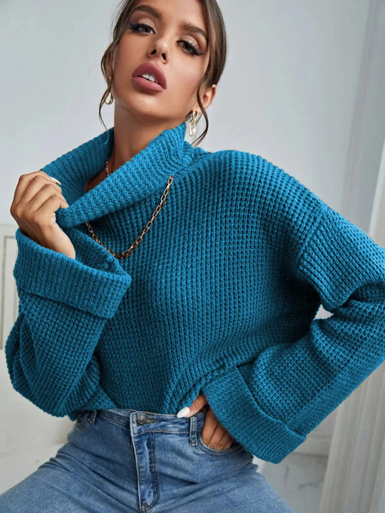 

DUOFAN Women Knitted Pullovers Warm Turtleneck Solid Jumpers 2022 Autumn Winter Ladies Casual Oversized Sweaters Female Clothes