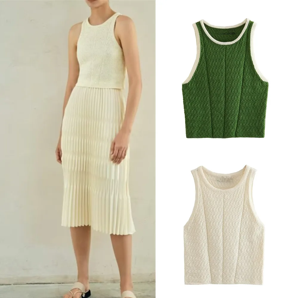 

COS LRIS 2023 summer fashion new women's clothing slimming single wear inner slim short sleeveless knitted T-shirt UWH932004