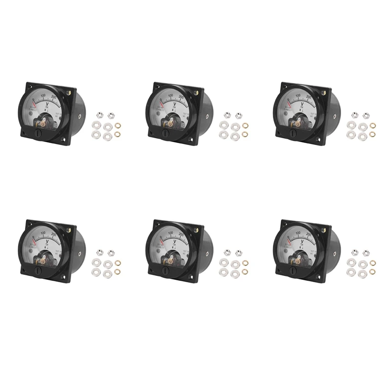 

New 6X AC 0-300V Round Analog Dial Panel Meter Voltmeter Gauge Black