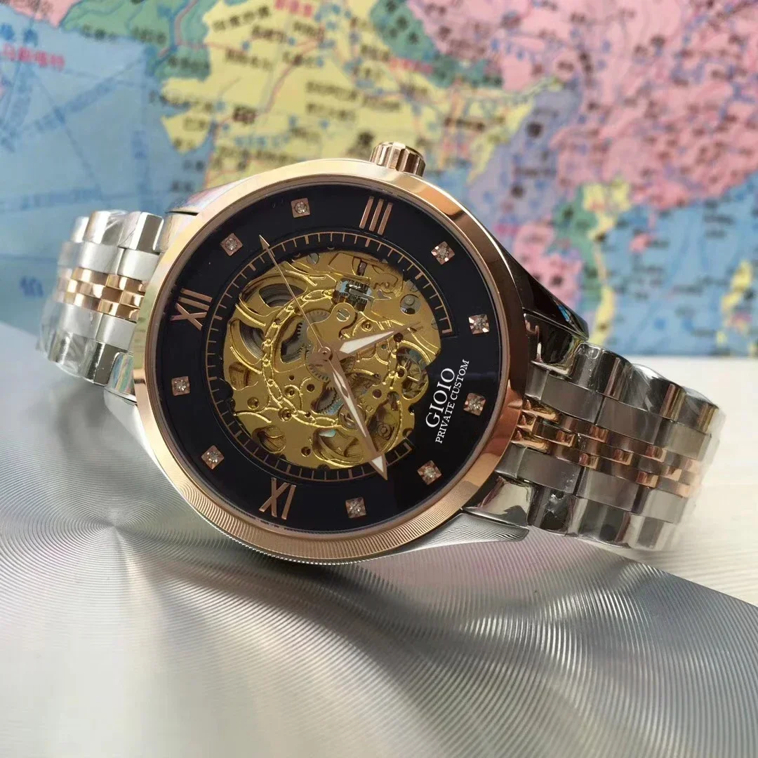 Роскошные мужские часы из нержавеющей стали автоматические механические со