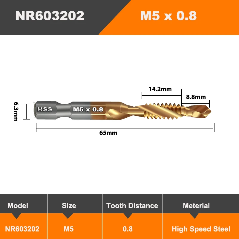 

AMR Шестигранный хвостовик набор метчиков M3-M10