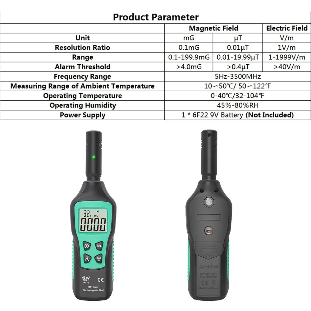 

Electromagnetic Field Tester Digital Sensor Reader Radiation Dosimeter EMF Meter Radiation Dosimeter Radiation Detector Househol