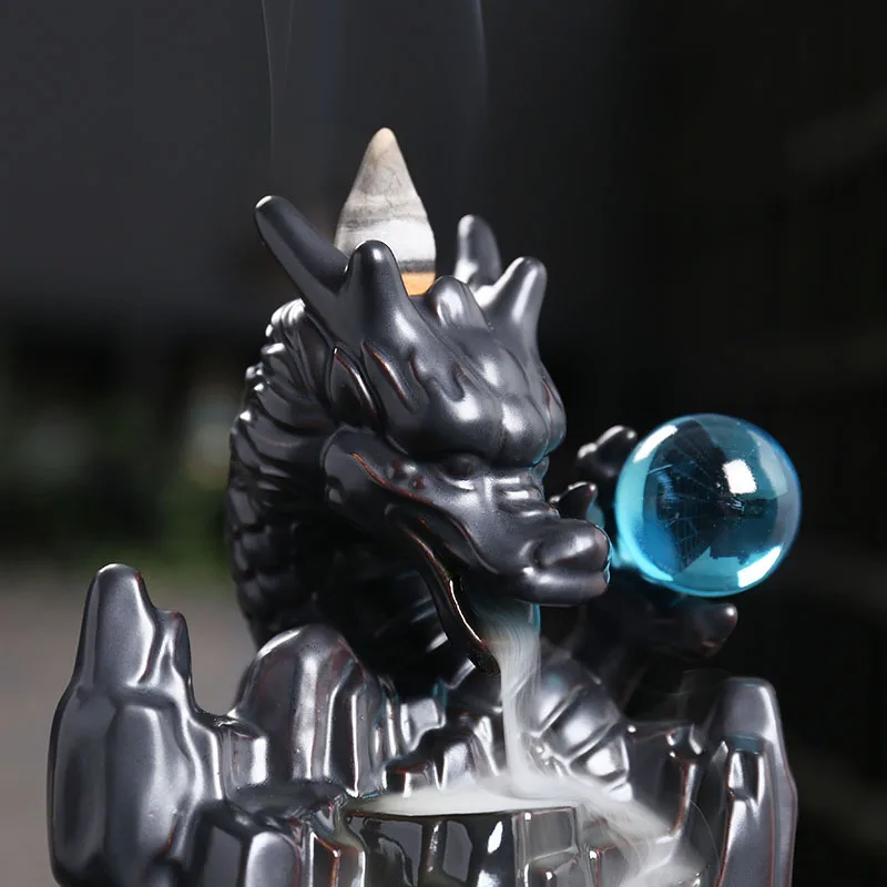 1 Шт. Керамическая Курильница Ручной Работы С Обратным Потоком И Драконом