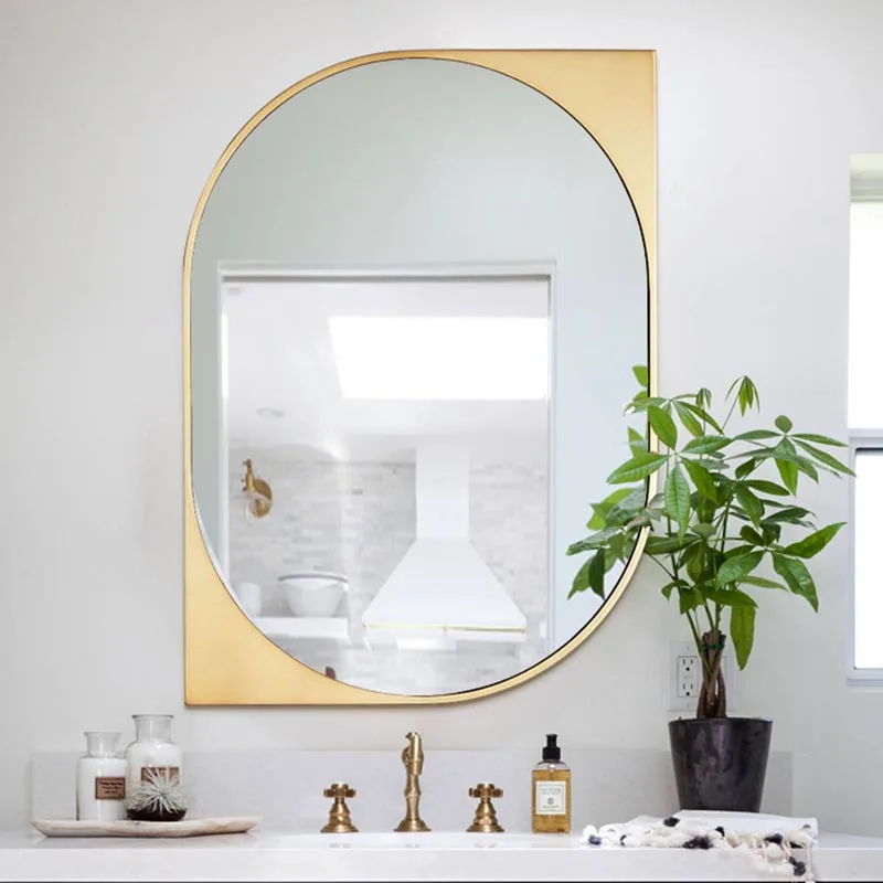 

Деревянное зеркало для макияжа в ванную комнату, большое современное дизайнерское висячее зеркало для спальни, качественный поднос для туа...