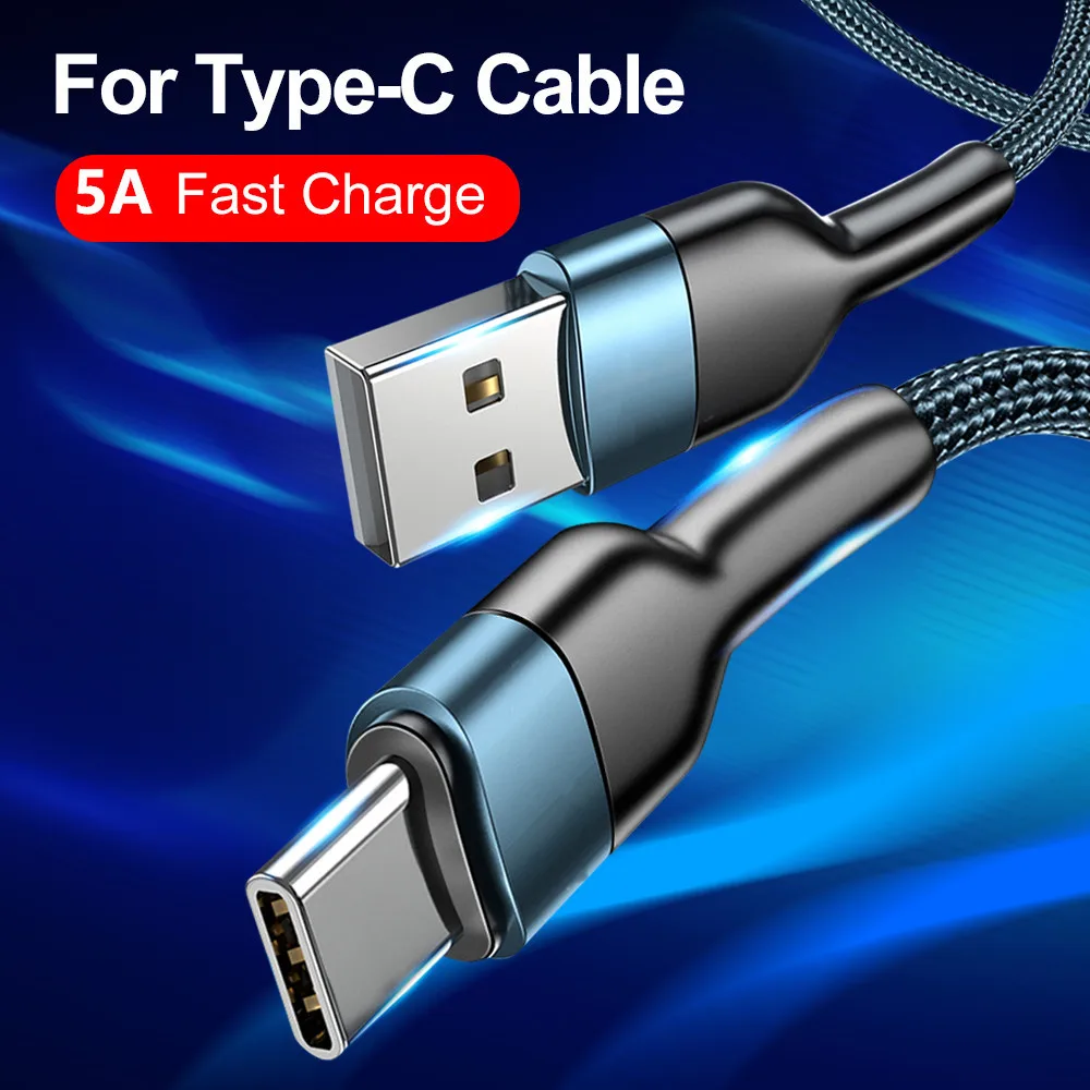 

5A USB Type C Cable Wire For Samsung S10 S20 Xiaomi 11 Mobile Phone Fast Charging USB C Cable Type-C Charger Micro USB Cables
