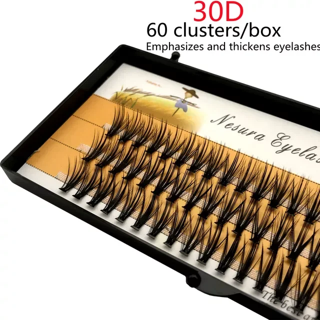 

box 60 clusters 20/30D extension eyelashes, individual eyelashes, Natural Thick False Eyelashes, , Individual Eyelash Bunche