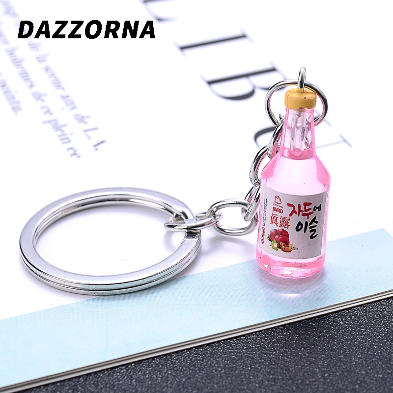 Корейский модный полимерный брелок для бутылок женский стеклянный с напитком