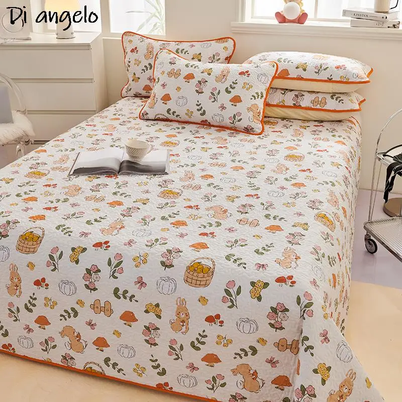 

Fashion Cotton Bedding Quilted Bedspread On The Bed Floral Print Summer Duvet Quilt Pillowcase Blanket Bed Cover Double Queen #/