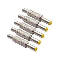 5pcs silver metal 5 5x2 5mm dc power jack male plug metal connector adapter welding connector with spring and yellow head