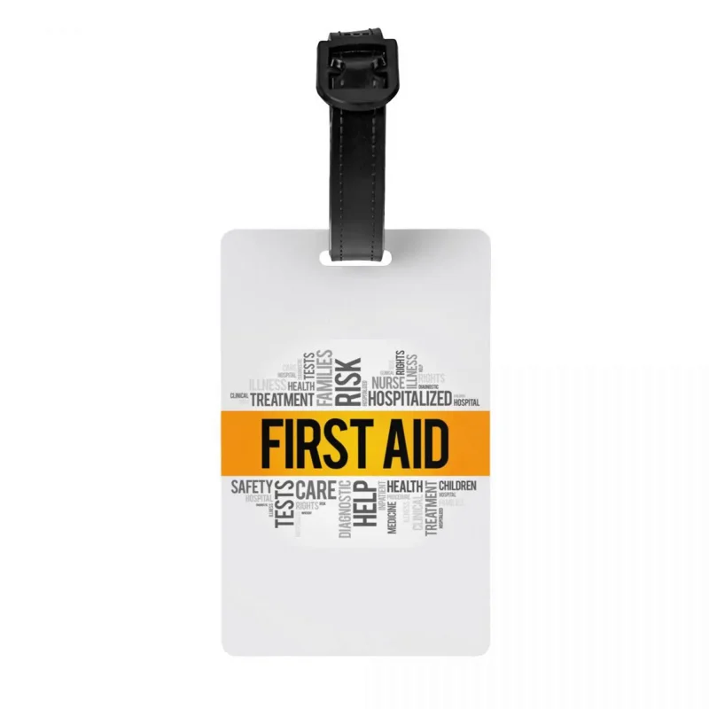 

First Aid Word Cloud Collage Luggage Tag for Suitcases Funny Doctor Nurse Medical Baggage Tags Privacy Cover ID Label