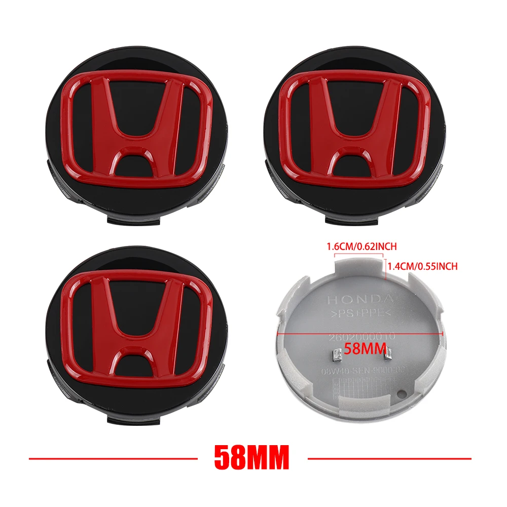 

4 шт. 58 мм/69 мм оригинальные крышки центра колес автомобиля, крышка ступицы, эмблема, аксессуары для Honda CIVIC Mugen Pilot Type R Type S Accord
