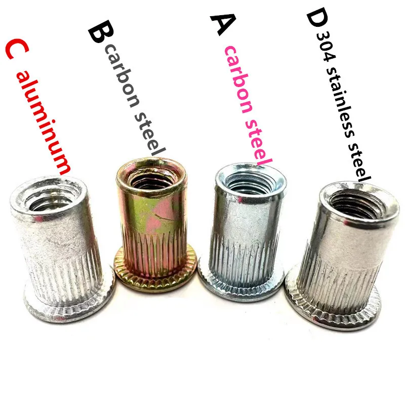 10/20pcs M3 M4 M5 M6 M8 304 Stainless Steel Carbon Aluminum Flat Head Blind Rivet Nut Insert Rivnut Nutsert for Screw Bolt - купить по