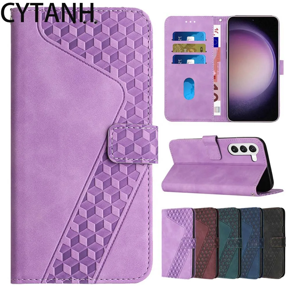 

Wallet Case for Samsung Galaxy S23 S22 S21 S20 S10 S9 S8 Plus S21FE Note 20 Ultra Note 10 9 Embossed Geometric Flip Cover C03A