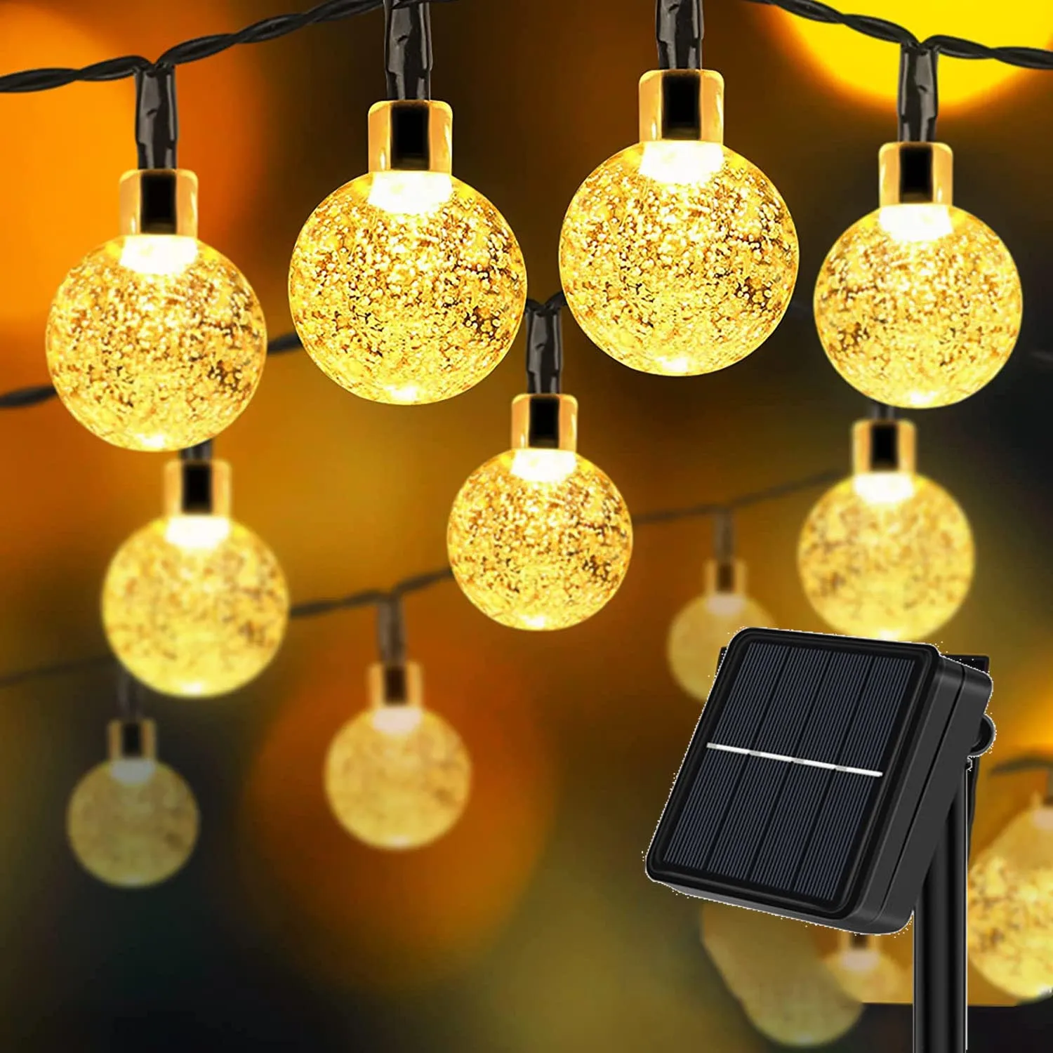Guirnalda de luces LED de cristal con energía Solar, guirnalda impermeable para exteriores, árbol de Navidad, fiesta de bodas, decoración de luces de hadas