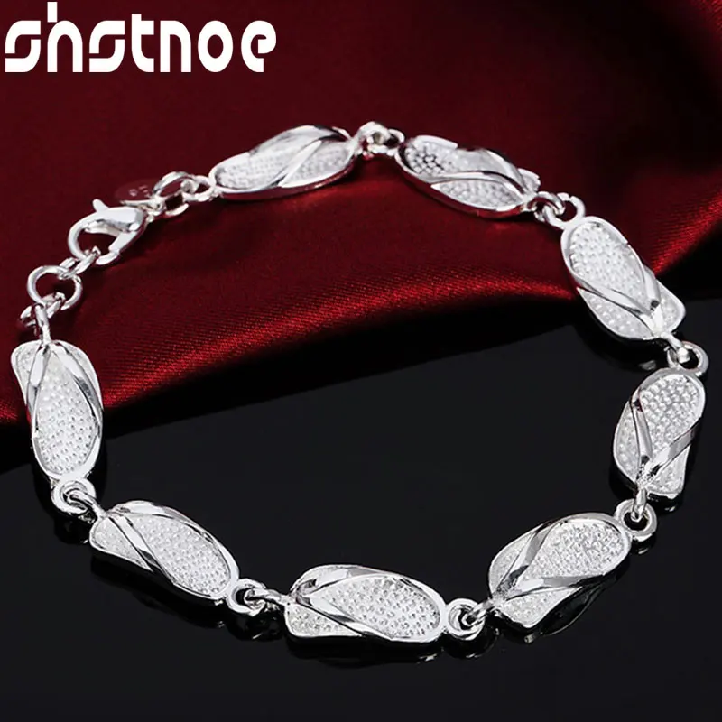 

925 Sterling Silver Slippers Shoe Bracelet Chain For Women Party Engagement Wedding Gift Fashion Charm Jewelry